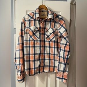 Mens Medium Hollister Co casual button down long sleeve shirt beach surf